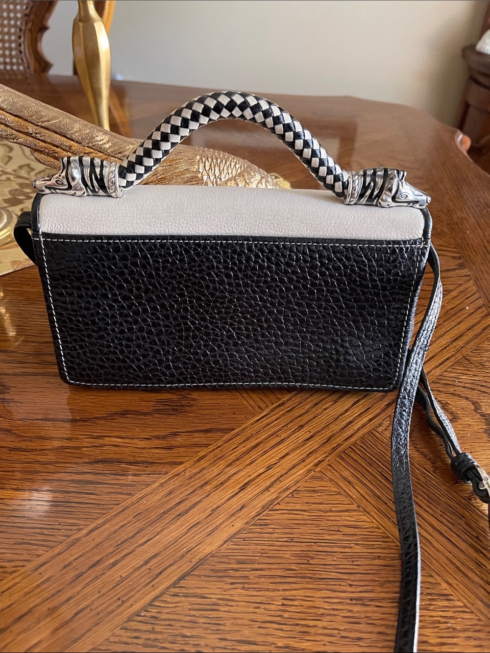 Classic Black & White Zebra Accent Crossbody Bag - Picture 2 of 4